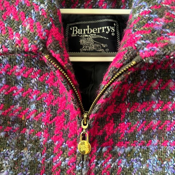AUTHENTIC BURBERRY VINTAGE HOUNDSTOOTH BLAZER - SIZE 2P - Picture 2 of 5